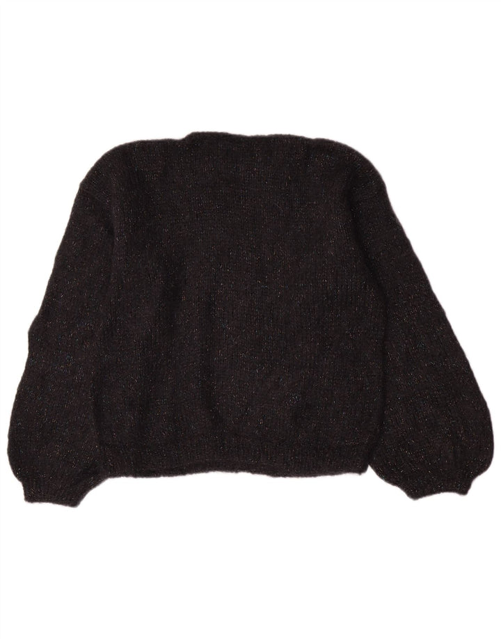 Sweter damski w stylu vintage z dekoltem w łódkę UK 14, średni czarny