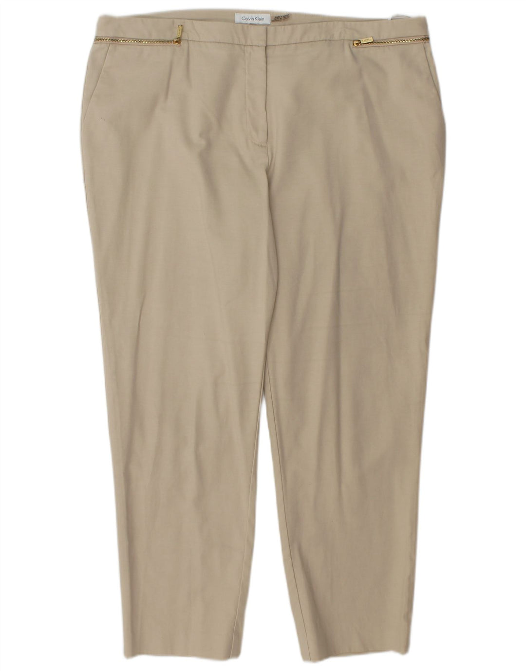 CALVIN KLEIN Womens Straight Cropped Trousers US 16 2XL W38 L27 Beige