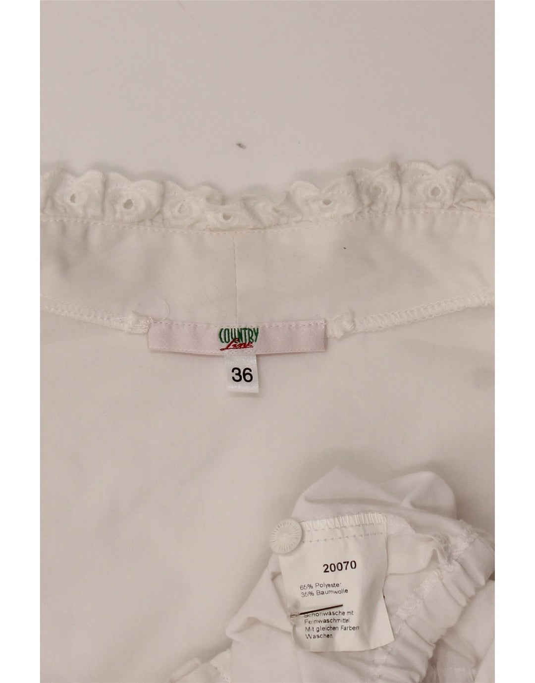 Krajowa damska bluzka z krótkim rękawem, krótka, EU 36, mała, biała, poliester