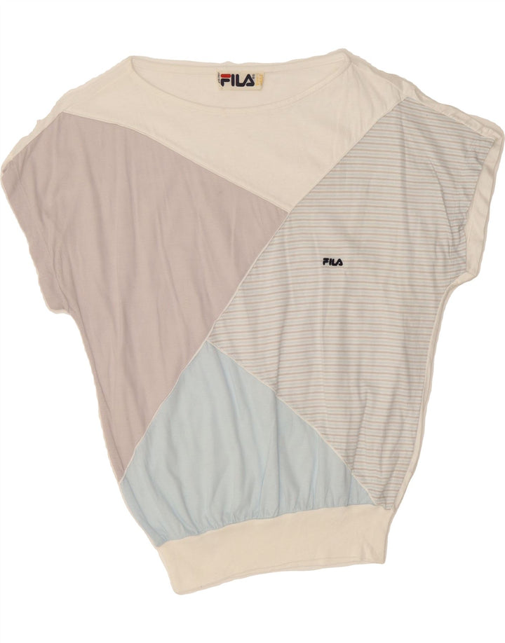 FILA Womens Blouse Top IT 44 Medium White Colourblock Vintage Fila and Second-Hand Fila from Messina Hembry 