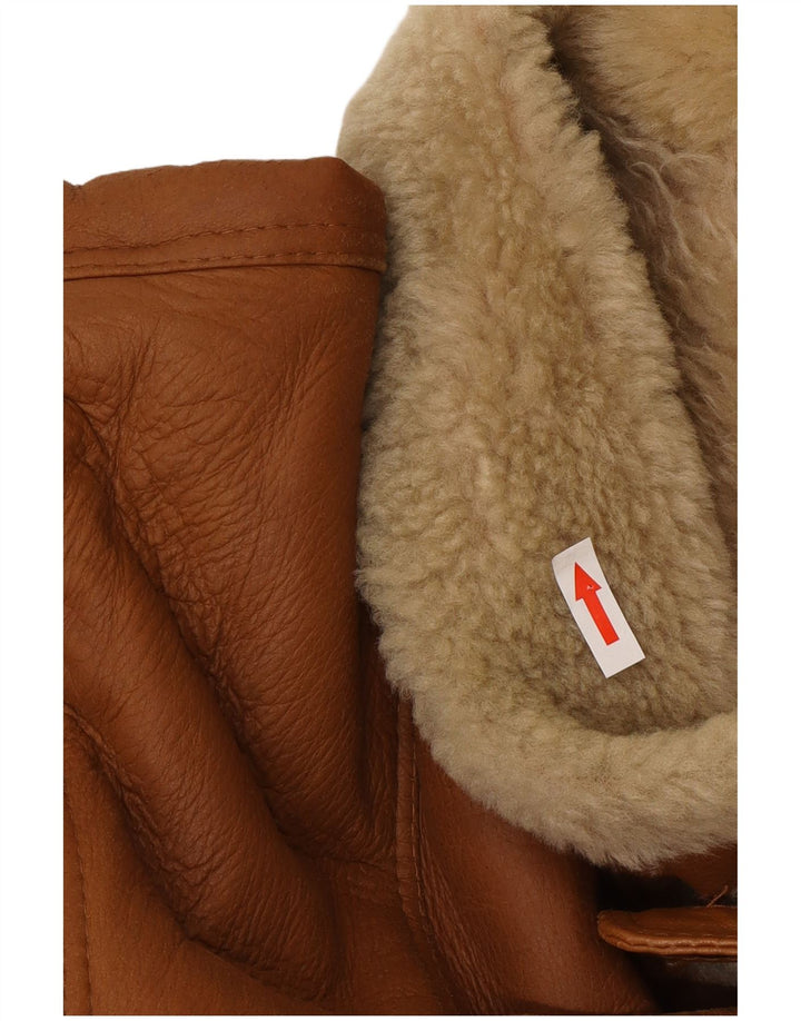 Męska kurtka shearling Vinci UK 40, duża brązowa skóra