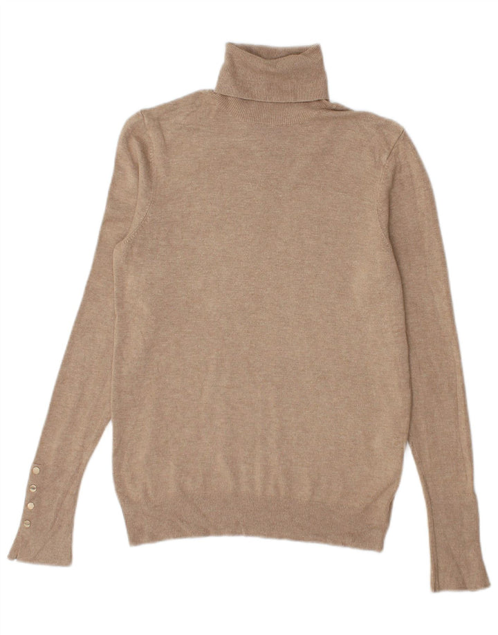 Damski sweter z golfem Zara UK 12 Średni Beżowy Wiskoza