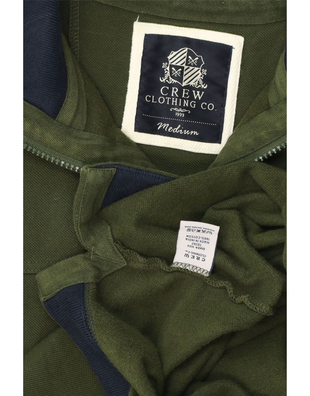 Crew Clothing Męska bluza z kapturem i zamkiem błyskawicznym, średnia, zielona bawełna
