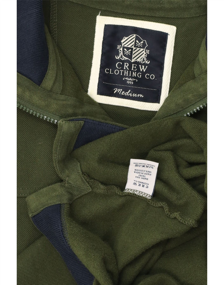 Crew Clothing Męska bluza z kapturem i zamkiem błyskawicznym, średnia, zielona bawełna