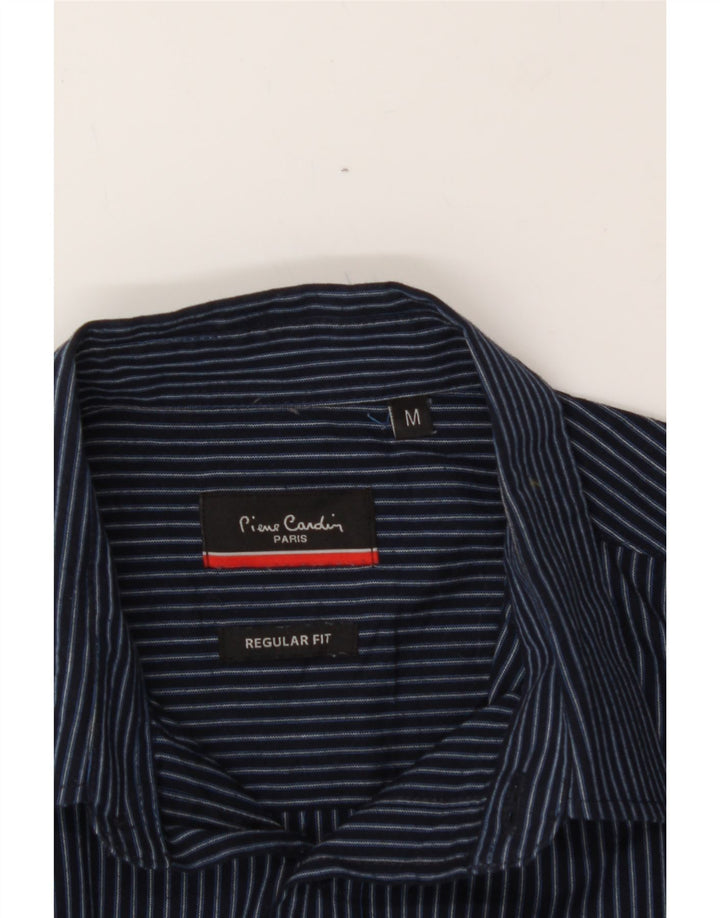 PIERRE CARDIN Mens Regular Fit Shirt Medium Navy Blue Striped Polyester Vintage Pierre Cardin and Second-Hand Pierre Cardin from Messina Hembry 