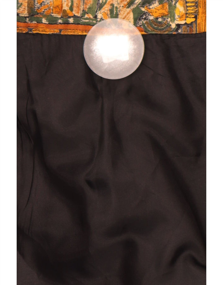 Damska spódnica ołówkowa VINTAGE W28 Średni brąz z geometrycznej bawełny