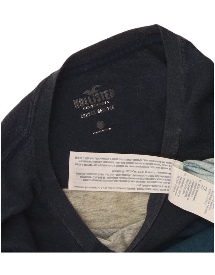 Męski top Hollister z długim rękawem, mały, niebieski, bawełniany w bloki kolorów