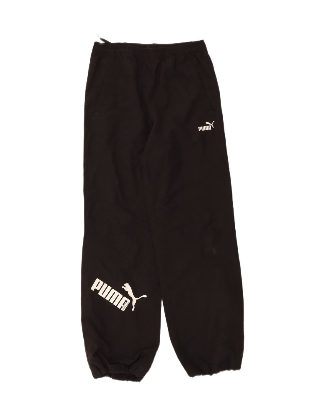 PUMA Boys Graphic Tracksuit Trousers Joggers 13-14 Years Black Polyester Vintage Puma and Second-Hand Puma from Messina Hembry 