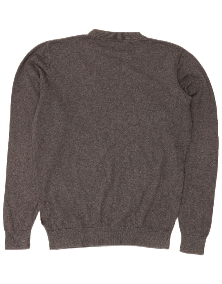 MUSTO Męski sweter z okrągłym dekoltem, duży, szary, bawełniany
