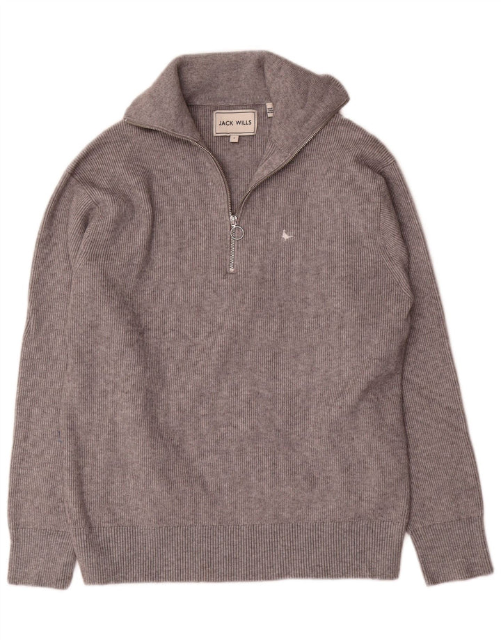 Męski sweter z zamkiem błyskawicznym Jack Wills, mały, szary, wiskoza
