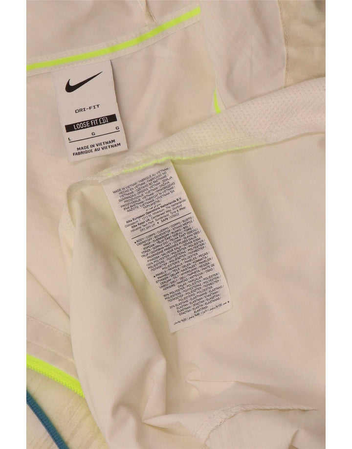 Męska kurtka przeciwdeszczowa Nike Dri Fit UK 40, duża, biała, z blokami kolorów