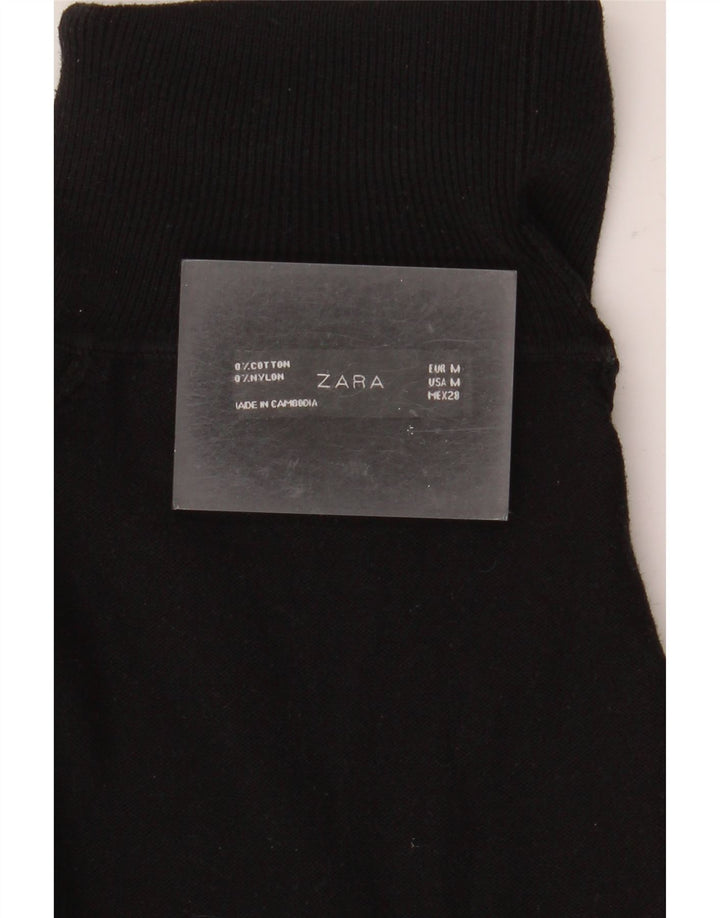 Sweter damski Zara z wywijanym dekoltem UK 12, średni czarny bawełniany