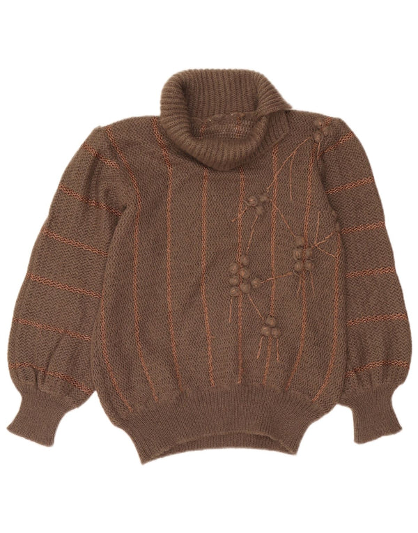 Vintage damski sweter z golfem UK 16, duże szare paski