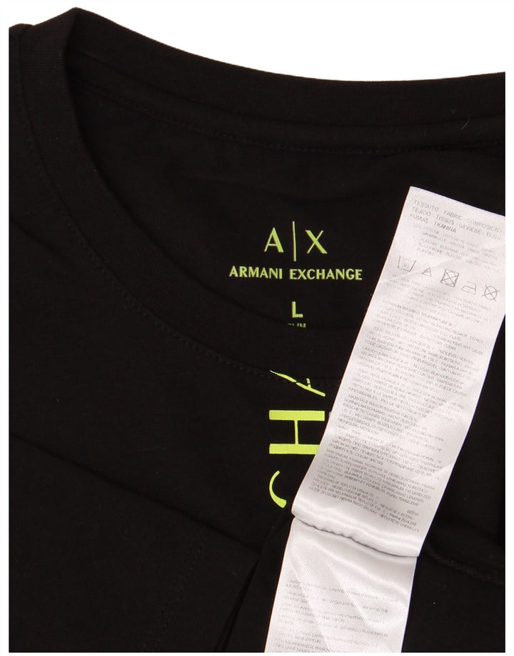 Męski T-shirt z grafiką Armani Exchange, duży, czarny, bawełniany