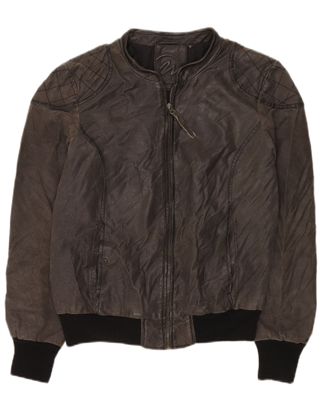 Męska zamszowa kurtka bomber MAZE UK 38, średnioszara, skórzana