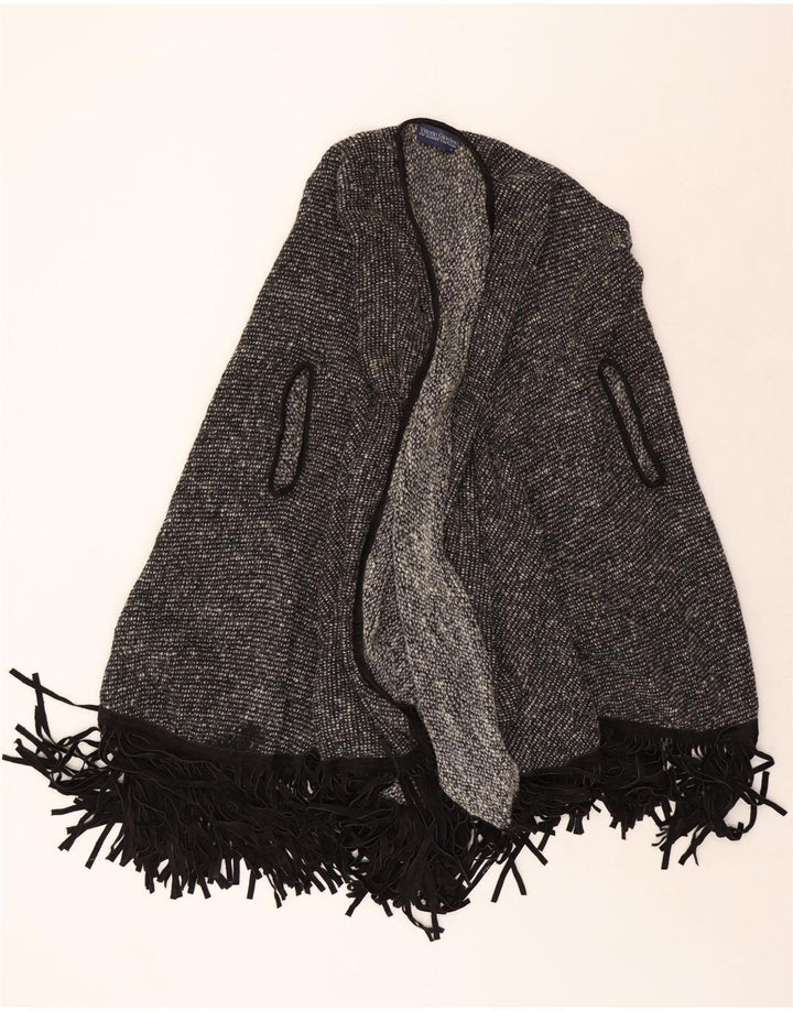 Vintage damski sweter poncho UK 22 3XL szary