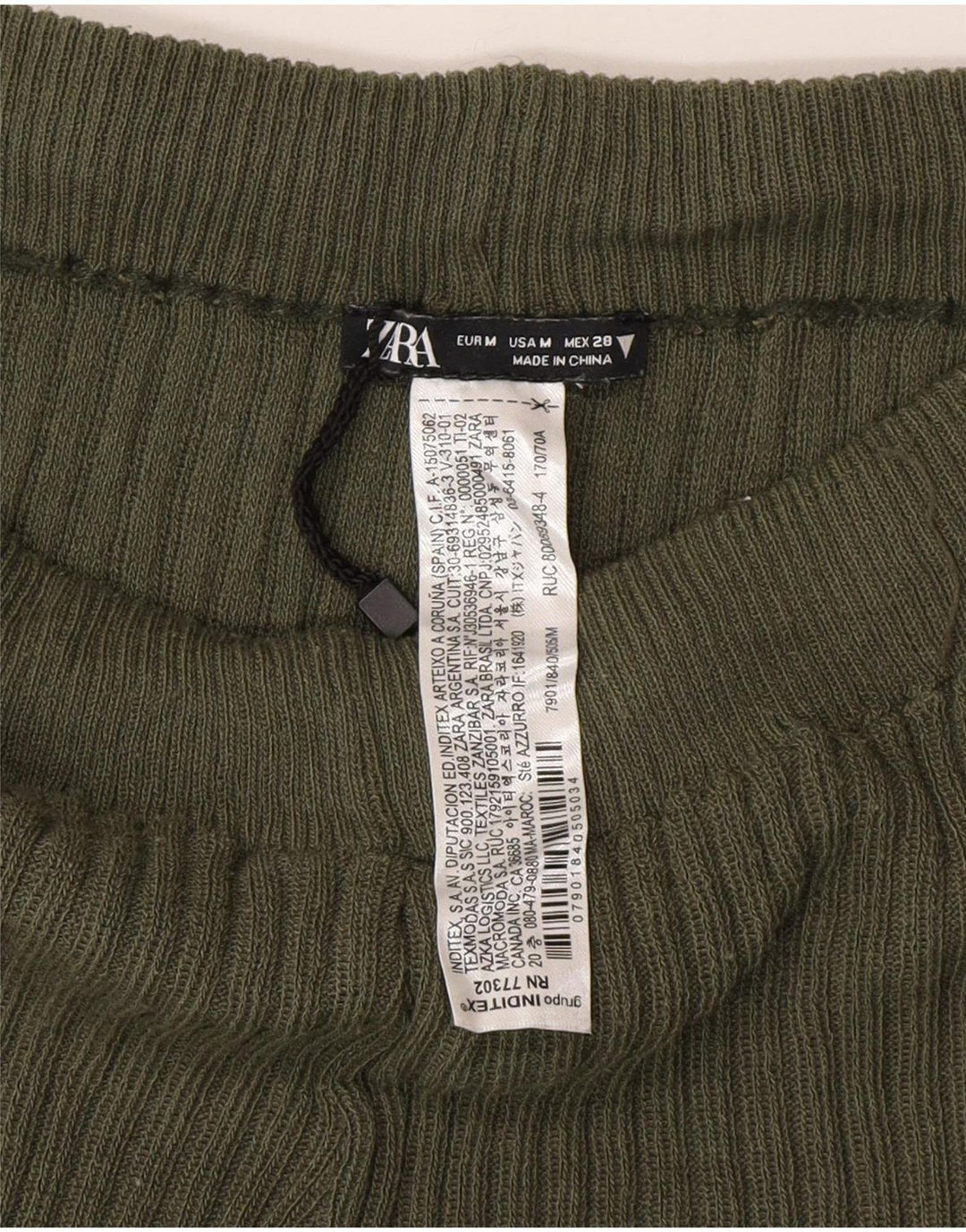 Damskie legginsy Zara Knit Flare UK 12, średni zielony poliester