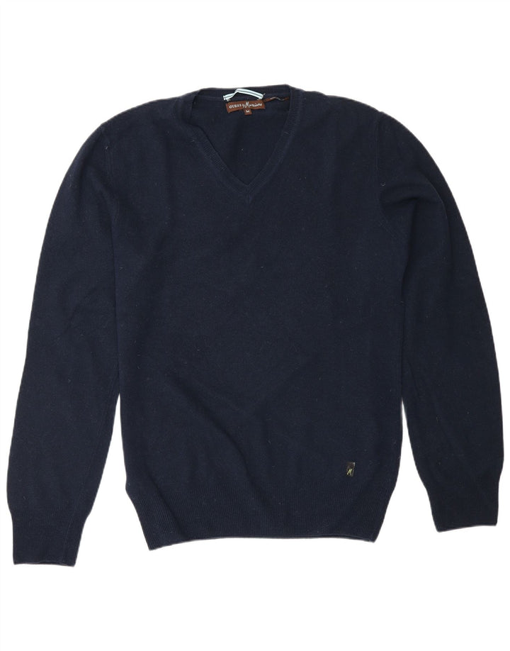 Męski sweter Guess By Marciano z dekoltem w kształcie litery V, średni granatowy