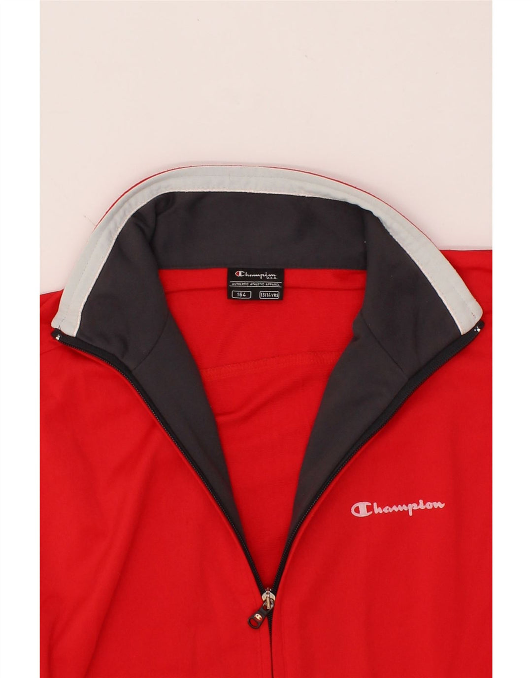 CHAMPION Boys Tracksuit Top Jacket 13-14 Years Red Polyester Vintage Champion and Second-Hand Champion from Messina Hembry 