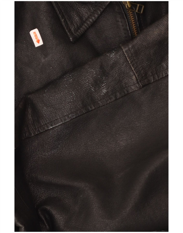 Męska kurtka skórzana MILAN UK 40, duża czarna skóra