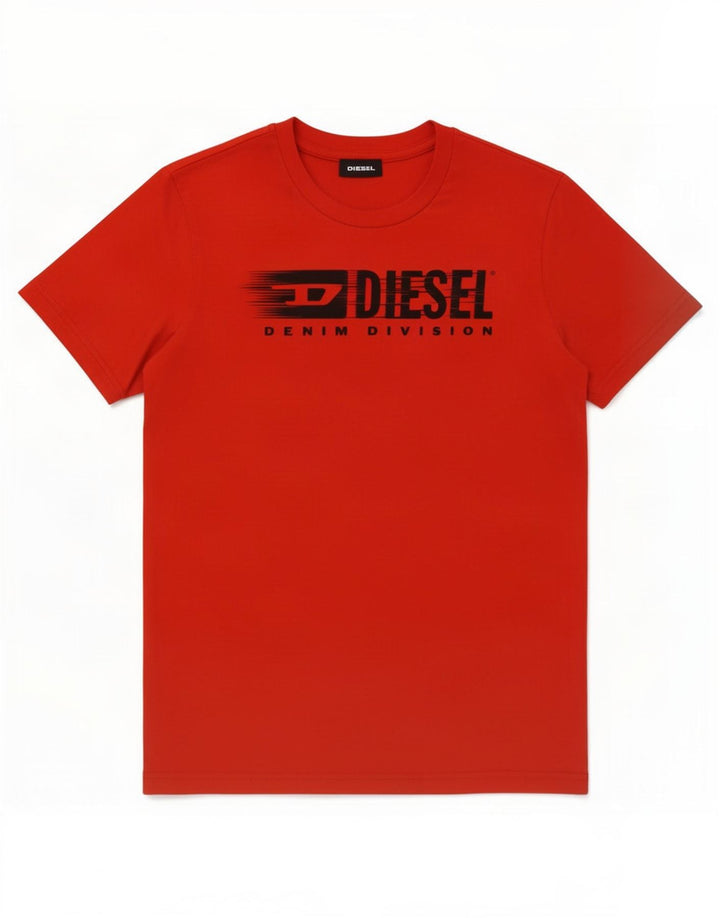 Chłopięcy T-shirt z grafiką Diesel, 9-10 lat, czerwona bawełna