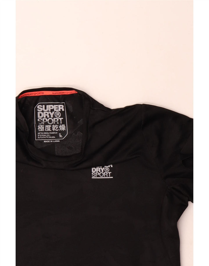 T-shirt męski Superdry Top 2XL, czarny kamuflaż, poliester