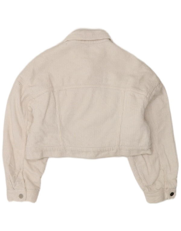 Damska kurtka sztruksowa Zara Oversize Crop Sherpa UK 10 Small White Cotton