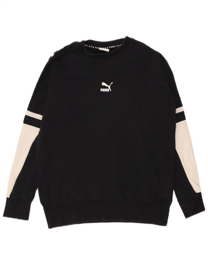 Męska bluza Puma z grafiką, mała, czarna, bawełniana z blokami kolorów