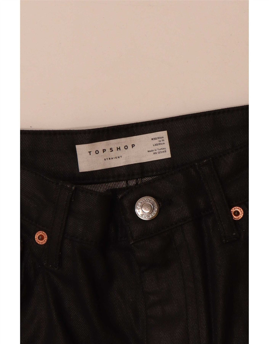 Damskie proste dżinsy Topshop W32 L27 Czarne bawełniane