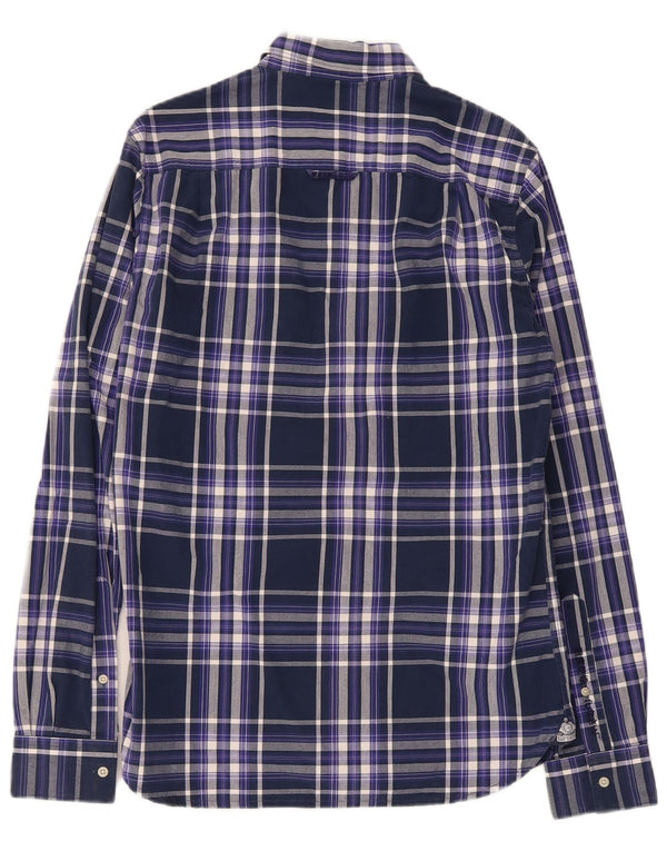 Koszula męska Superdry, mała, bawełniana, granatowa w kratkę