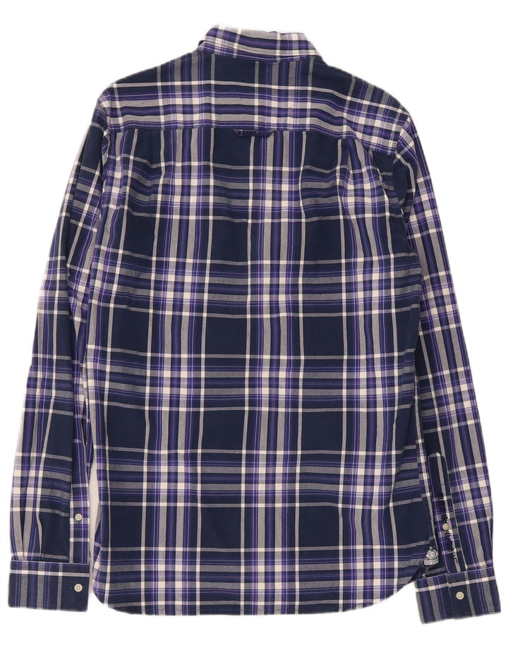Koszula męska Superdry, mała, bawełniana, granatowa w kratkę