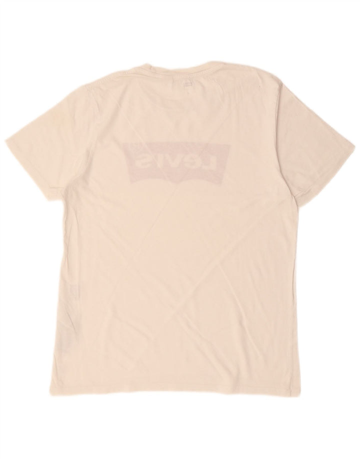 Męska koszulka z grafiką LEVI'S, średnia, biała, bawełniana