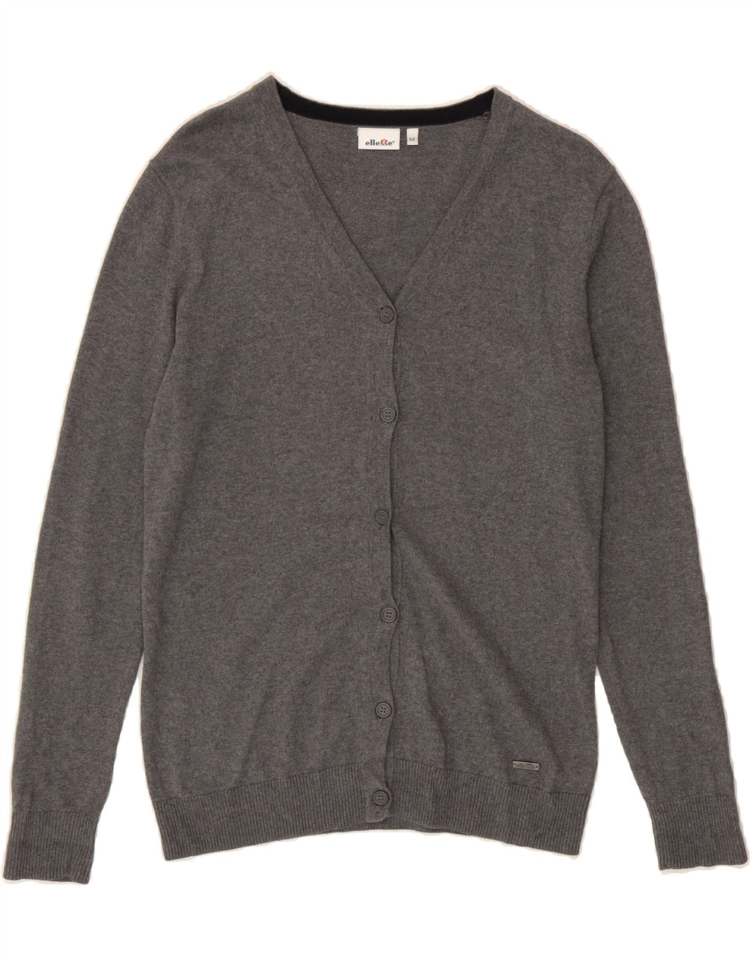 ELLESSE Womens Cardigan Sweater UK 14 Medium Grey Cotton Vintage Ellesse and Second-Hand Ellesse from Messina Hembry 
