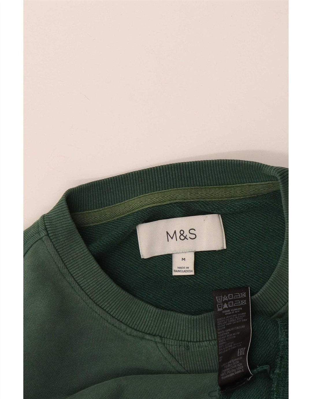 Marks & Spencer Męski sweter z grafiką, średniej wielkości, zielony, bawełniany
