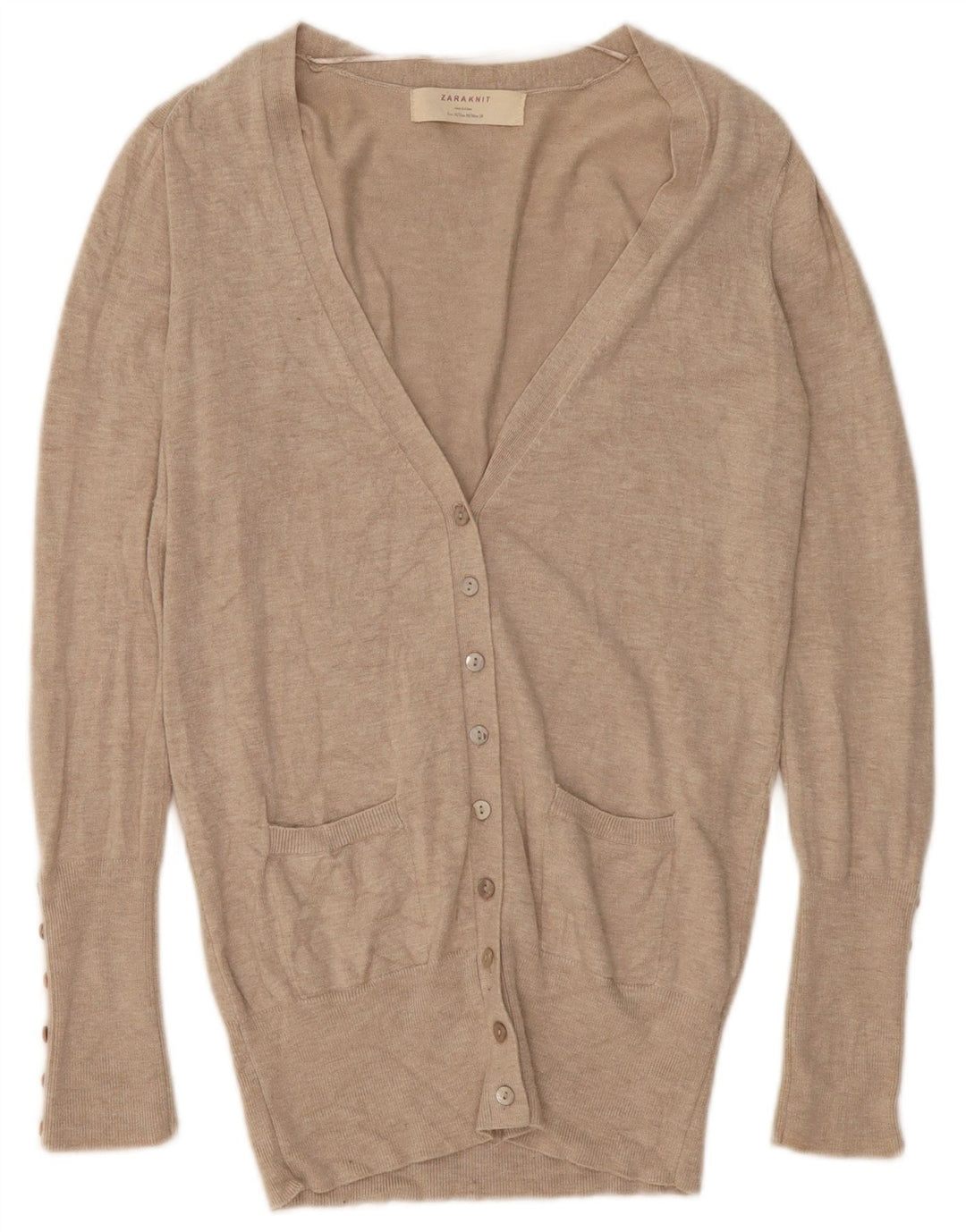Sweter damski Zara Cardigan UK 12 Średni Beżowy Rayon