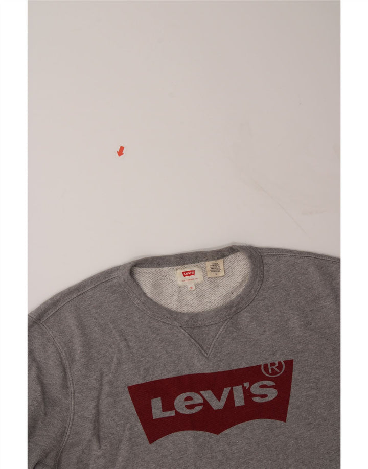 LEVI'S Womens Graphic Sweatshirt Jumper UK 14 Medium Grey Vintage Levi's and Second-Hand Levi's from Messina Hembry 