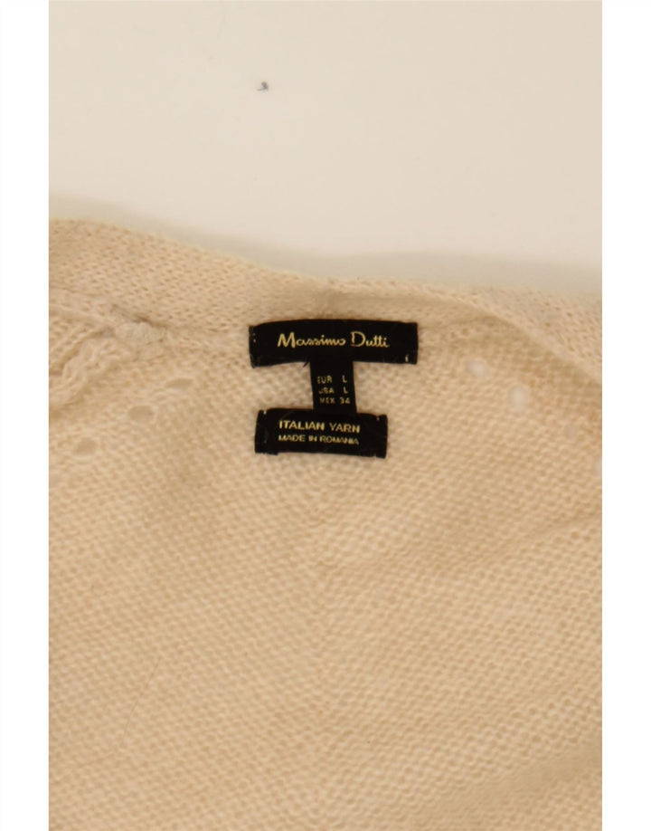 MASSIMO DUTTI Womens Open Cardigan Sweater UK 16 Large Beige Acrylic Vintage Massimo Dutti and Second-Hand Massimo Dutti from Messina Hembry 