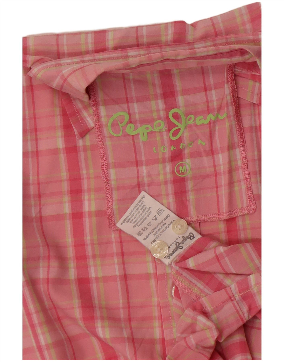 Męska koszula z krótkim rękawem PEPE Jeans, bawełniana w średnią różową kratkę