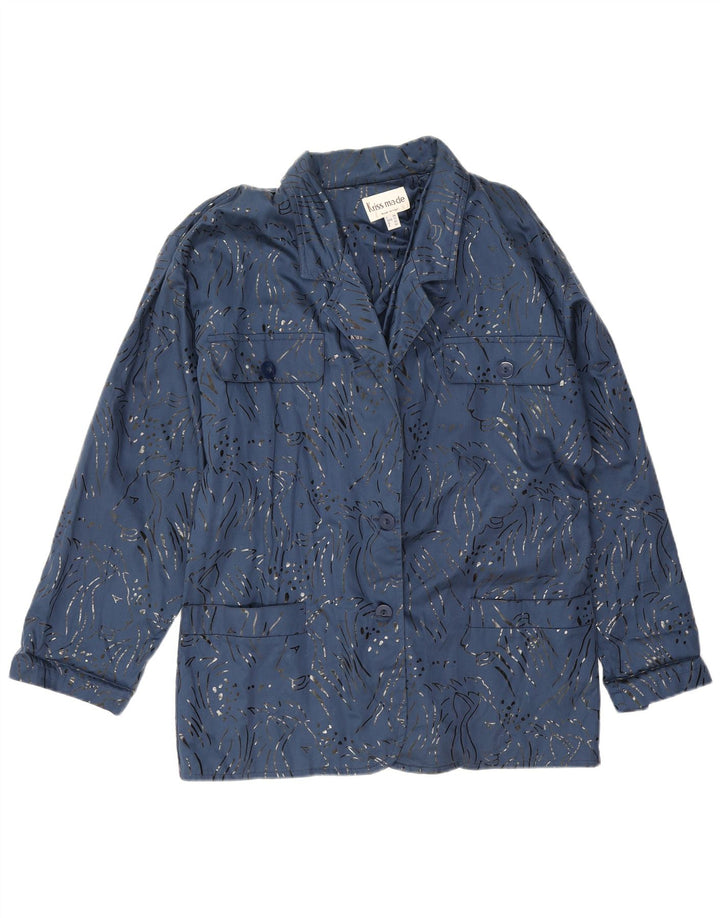 Damska kurtka oversize w stylu vintage EU 40, średni niebieski nadruk zwierzęcy