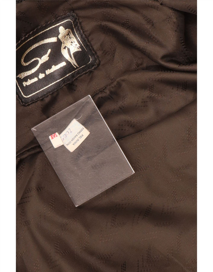 Vintage damski płaszcz skórzany oversize UK 14 średniej czarnej skóry