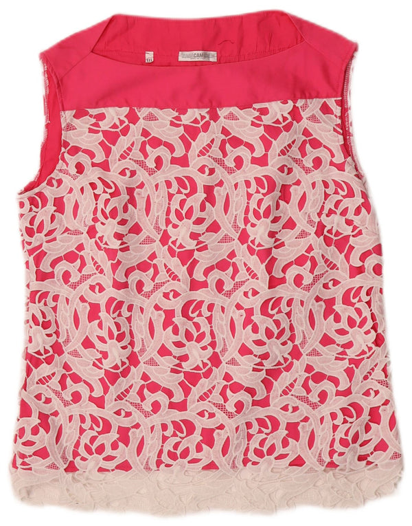 Damska bluzka oversize bez rękawów NARACAMICIE UK 16, duże, różowe kwiaty