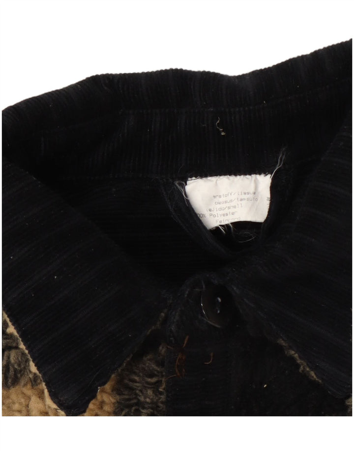 Męska kurtka polarowa w stylu vintage UK 42 XL, czarna bawełniana kratka, poliester