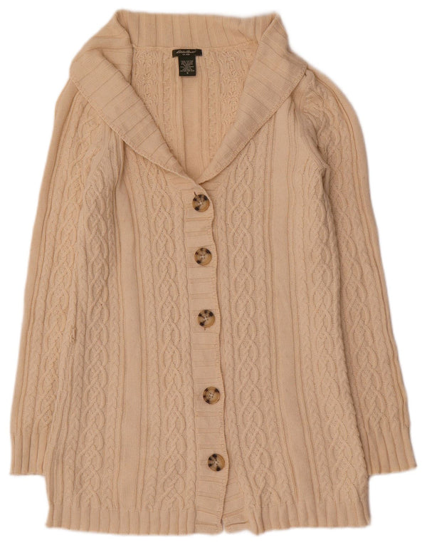 Sweter damski Eddie Bauer Longline Cardigan UK 10 Small Beżowa bawełna
