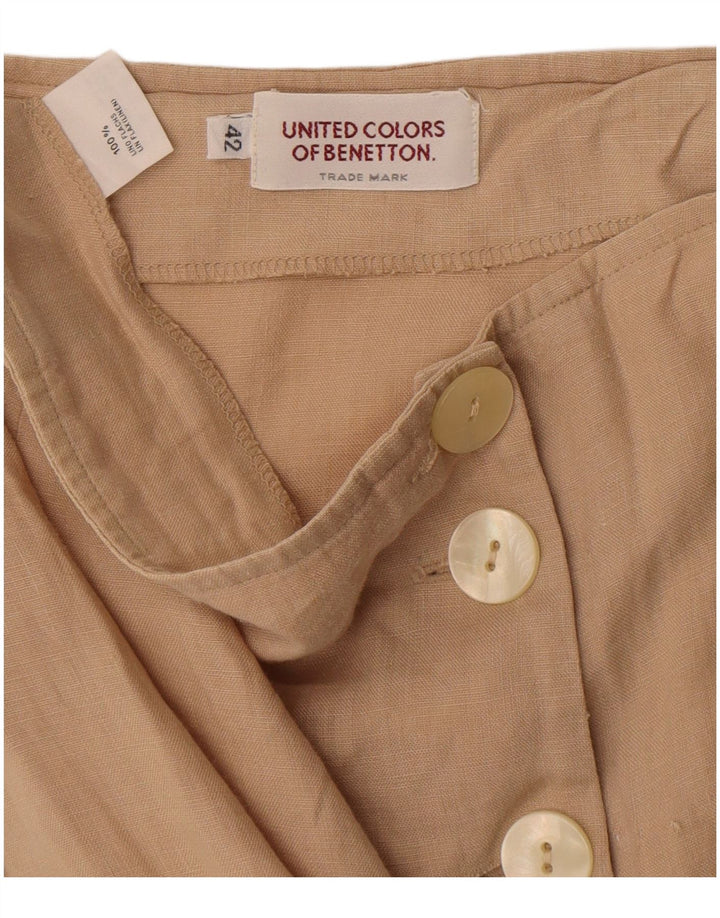 Damska spódnica maxi z wysokim stanem Benetton IT 42 Medium W26 Beżowa lniana