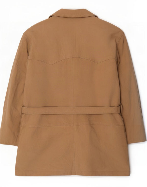 Vintage Womens Suede Overcoat IT 42 Medium Beige Leather