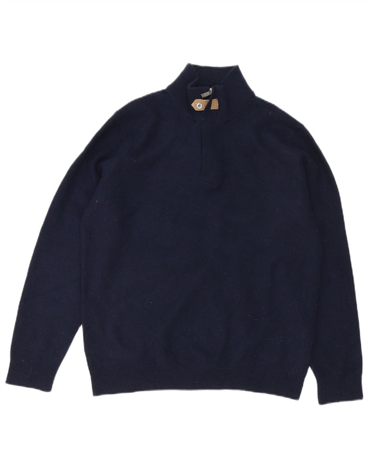 Męski sweter zapinany na zamek Massimo Dutti Średni granatowy wełniany