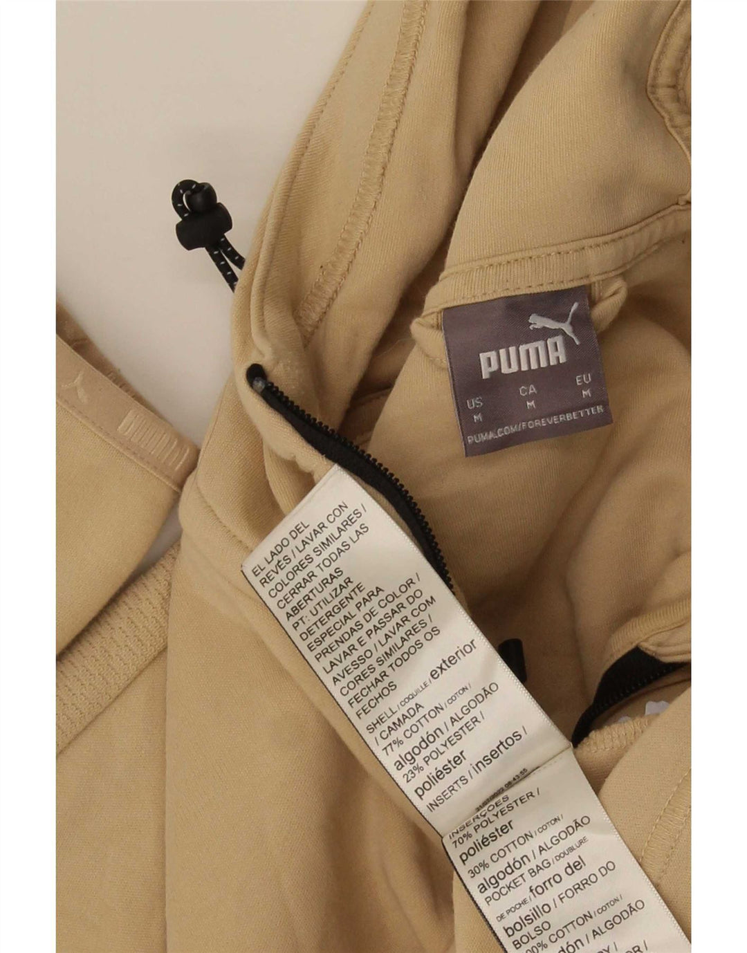 Męski sweter Puma z kapturem i zamkiem, średnio beżowy, bawełniany