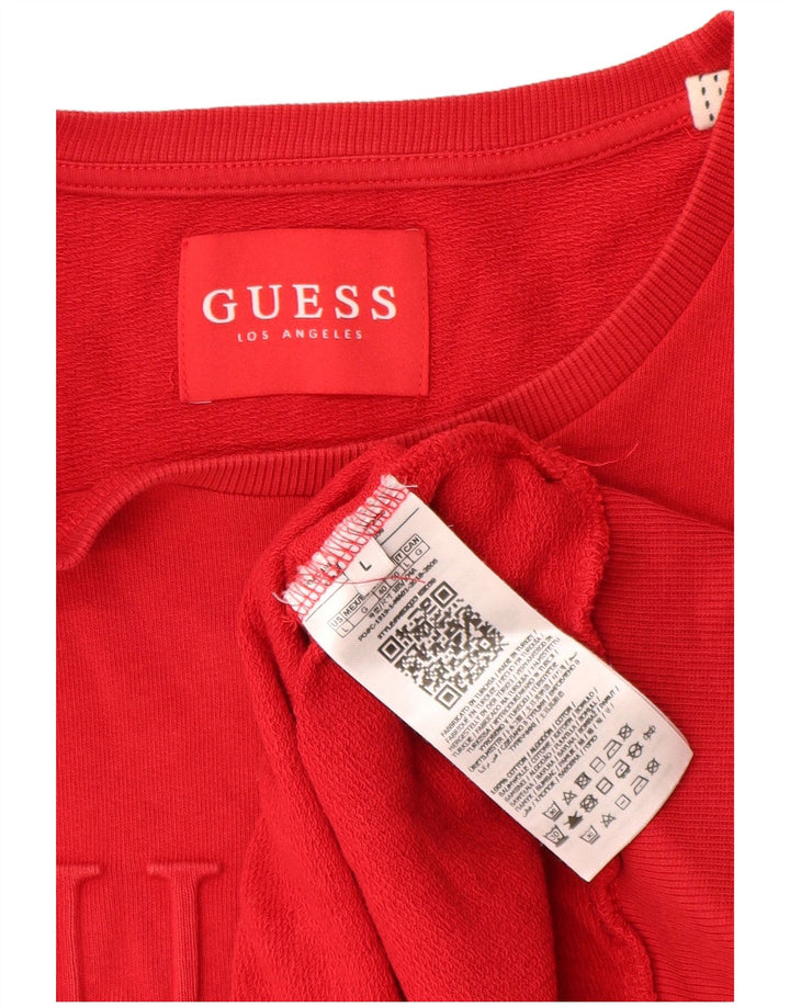 Męska bluza Guess z grafiką, duża, czerwona, bawełniana