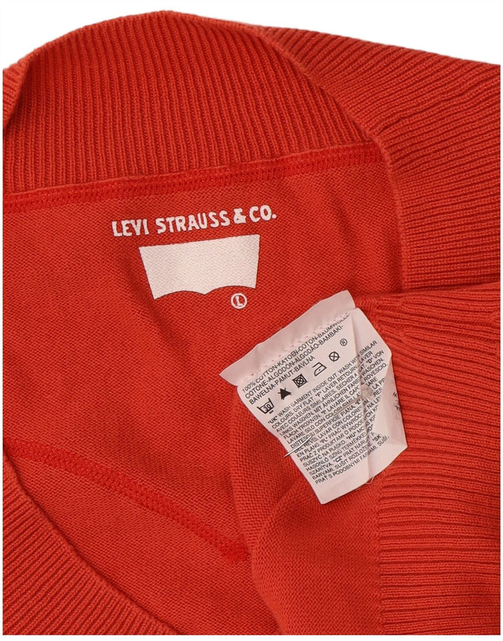 Sweter damski Levi's z dekoltem w kształcie litery V, UK 16, duży, pomarańczowy, bawełniany