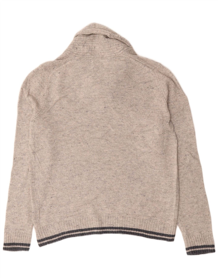 Marks & Spencer Męski sweter z szalowym dekoltem, duży, szary, nakrapiany owcza wełna